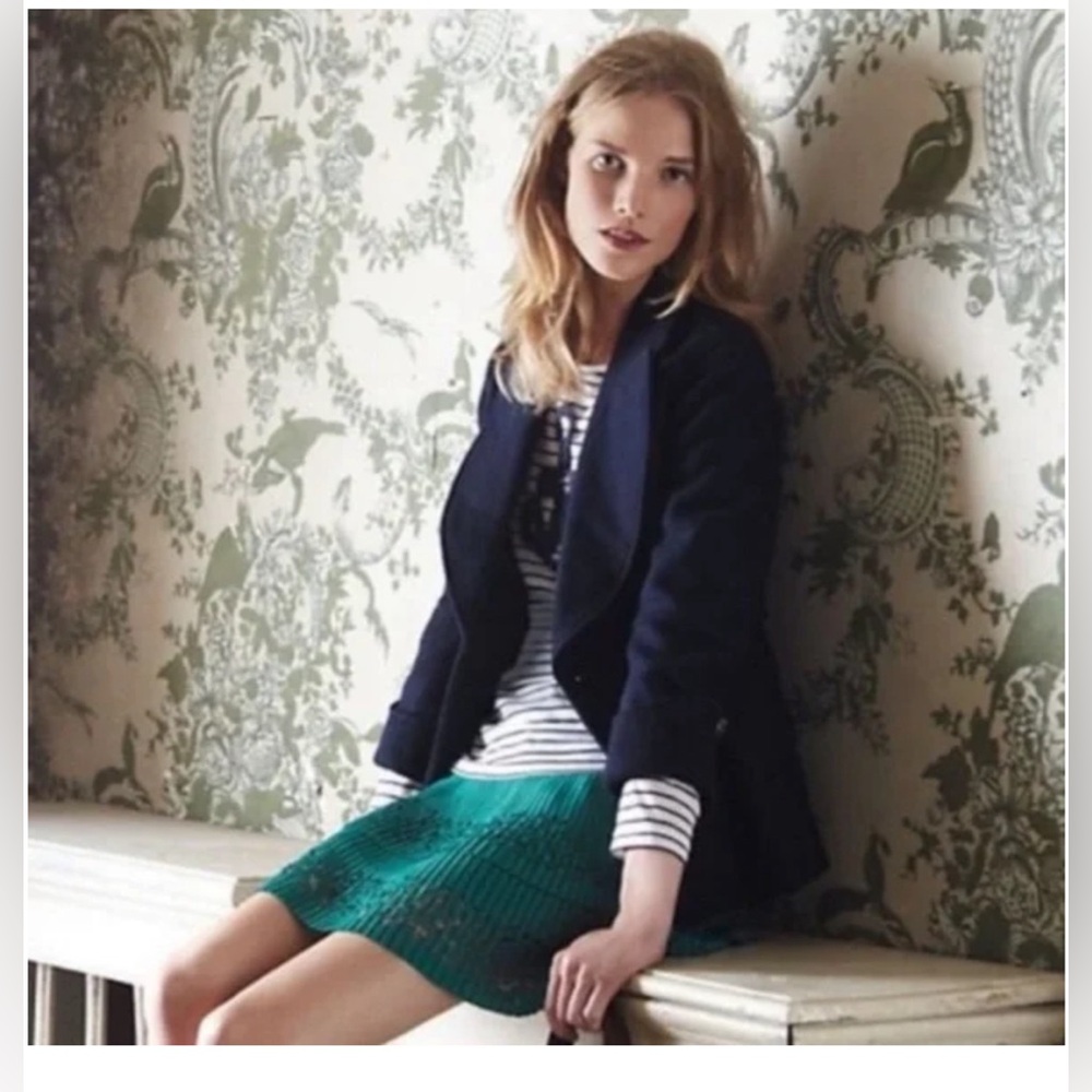 Anthropologie Cartonnier Wool Deep Navy Pea Coat Jacket 2